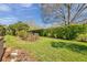 Expansive backyard featuring well-manicured lawn and mature trees offering shade and privacy at 1008 Royal Birkdale Dr, Tarpon Springs, FL 34688
