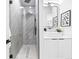 Sleek bathroom with walk-in shower, modern vanity, and contemporary design at 101 W Warren Ave # 1, Tampa, FL 33602