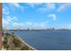 Stunning water view from the condo with blue sky and water and the distant city skyline at 4015 Bayshore Blvd # 11A, Tampa, FL 33611