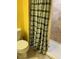 Bathroom featuring a shower with a plaid shower curtain at 2510 Cypress Bend E Dr, Clearwater, FL 33761
