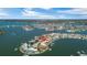 Aerial view of waterfront community with stunning bay views, a red location pin indicates the property at 7986 9Th S Ave, St Petersburg, FL 33707