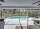 View of screened-in pool area, showcasing the pool, patio, and backyard at 2745 Horseshoe Dr, Plant City, FL 33566