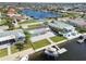 Aerial view of a waterfront home, showcasing its location on the canal at 5321 Bowline Bnd, New Port Richey, FL 34652
