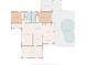 Layout of the home featuring living room, kitchen, bedrooms, bathrooms, and a swimming pool at 553 E Lake Dr, Largo, FL 33771