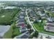 Aerial view of home highlighting proximity to a pond, green spaces, and community streets at 7010 Old Benton Dr, Apollo Beach, FL 33572