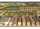 Aerial view of the neighborhood featuring community lakes and amenities at 9033 Aspen Hollow Pl, Riverview, FL 33578