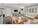 Bright living room featuring hardwood floors, coastal decor, and natural lighting at 1582 Sandalwood Dr, Dunedin, FL 34698
