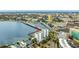This aerial shot highlights waterfront condo living with easy access to the bridge and nearby amenities at 2 Adalia Ave # 803, Tampa, FL 33606