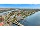 Elevated view showcases waterfront condominium, convenient highway access, and private boat dock at 2 Adalia Ave # 803, Tampa, FL 33606