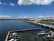 Beautiful wide water view with boats docked near a bridge and city skyline at 2 Adalia Ave # 803, Tampa, FL 33606