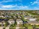 A beautiful aerial view of a residential neighborhood on a sunny day with blue skies and some scattered clouds at 4195 Welling Ter, Land O Lakes, FL 34638