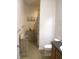 Bathroom featuring a toilet, vanity cabinet, and shower with patterned curtain at 4210 Pacente Loop, Zephyrhills, FL 33543
