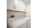 Laundry room has modern washer and dryer units, ample storage, and efficient design at 4511 S Manhattan Ave # 18, Tampa, FL 33611