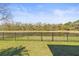 Scenic backyard view with a black metal fence overlooking a serene pond and lush greenery at 11421 Quiet Forest Dr, Tampa, FL 33635