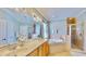 Well-lit bathroom with double vanity, soaking tub, and walk-in shower at 310 Manns Harbor Dr, Apollo Beach, FL 33572