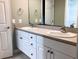Bathroom featuring a double sink vanity with framed mirror and cabinet storage at 6815 Dali Ave # F101, Land O Lakes, FL 34637