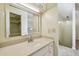 Bright bathroom featuring a neutral vanity, large mirror, and walk-in closet access at 7200 Ulmerton Rd # B4, Largo, FL 33771