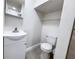 Clean bathroom features modern vanity, mirror, toilet, and tiled floor at 11201 Blendale Dr, Riverview, FL 33569