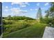 Lush backyard with manicured lawn and pond views, offering a serene retreat at 11815 Marblehead Dr, Tampa, FL 33626