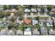 Overhead view of neighborhood featuring neatly arranged homes, mature trees, swimming pools and well-kept lawns at 1450 Highfield Dr, Clearwater, FL 33764