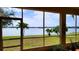 Breathtaking view of the lake from the screened-in patio, offering serene outdoor living at 1648 Mira Lago Cir, Ruskin, FL 33570