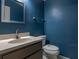 Half bathroom with blue walls, white sink, and chrome hardware at 5203 Bayshore Blvd # 5, Tampa, FL 33611