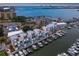 Stunning aerial view of luxury marina community with waterfront access and cityscape views at 870 N Osceola Ave, Clearwater, FL 33755