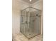 Walk-in shower with tiled walls and glass door and grab bars at 11648 Palmetto Pine St, Riverview, FL 33569