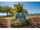 Marina Park sign surrounded by lush foliage, offering a serene waterfront environment with recreational amenities at 3111 Teal Ter, Safety Harbor, FL 34695