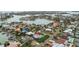 Stunning aerial shot showcasing a charming coastal neighborhood with lush greenery and serene water access at 8000 13Th S Ave, St Petersburg, FL 33707