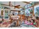 Cozy sunroom with an open layout, wood beams, and walls of windows offering natural light at 9811 Memorial Hwy, Tampa, FL 33615