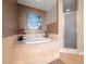 This bathroom has a soaking tub and a walk-in shower at 17735 Gulf Blvd # 204, Redington Shores, FL 33708