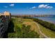 Aerial view of manicured community green space and waterfront at 2617 Cove Cay Dr # 710, Clearwater, FL 33760