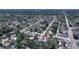 This aerial view showcases a residential area with lush trees; the property has a pool at 4581 21St N Ave, St Petersburg, FL 33713