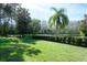 Beautiful landscaped backyard with mature palm trees at 4037 Auston Way, Palm Harbor, FL 34685