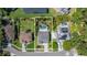 Aerial view of a home with a backyard pool and lush tropical landscaping, offering a private oasis at 5909 Canton S St, St Petersburg, FL 33712