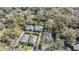 Overhead view highlights neighborhood homes nestled among tall trees and greenery, offering a sense of community at 6911 N 19Th St, Tampa, FL 33610