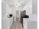 Well-lit kitchen with sleek stainless steel appliances, white cabinets, and modern countertops at 930 40Th Ne Ave, St Petersburg, FL 33703