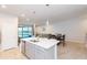 Modern kitchen with gray cabinets, stainless steel appliances, open to dining and living area at 2334 Audubon Preserve Ln, Lutz, FL 33558