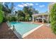 Inviting pool with a basketball hoop, landscaped surroundings, and covered patio area at 3412 W Mckay Ave, Tampa, FL 33609