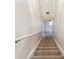 Carpeted stairs with a white handrail leading to the lower level of the house at 3613 Pendleton Way, Land O Lakes, FL 34639
