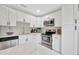 Contemporary kitchen with white cabinets, stainless steel appliances, and sleek countertops at 1208 Briarpark Way, Valrico, FL 33596