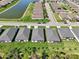 Beautiful aerial view of new homes in a community surrounding a pond at 1848 Sunset Preserve Way, Port Charlotte, FL 33953