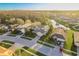 Aerial shot showcasing well-maintained homes in a neighborhood with lush landscaping and a scenic lake at 19122 Sunset Bay Dr, Land O Lakes, FL 34638