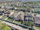 Aerial view of the neighborhood with well-maintained lawns at 10604 Scenic Hollow Dr, Riverview, FL 33578