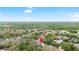 Aerial view showcasing the neighborhood with lots of mature trees and a community pond at 15912 Ternglade Dr, Lithia, FL 33547