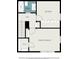 A top-down view of a floorplan with a bedroom, bathroom, walk-in closet, hall, and primary bedroom at 1844 Bough Ave # C, Clearwater, FL 33760