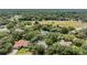 A birds eye view of the property highlighting the screened pool area and lush surroundings at 18806 Autumn Lake Blvd, Hudson, FL 34667