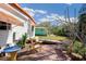 Backyard featuring brick patio with outdoor seating and green space at 585 Sky Harbor Dr # 416, Clearwater, FL 33759