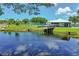 Scenic pond with gazebo, surrounded by greenery and blue sky, creating a tranquil outdoor space at 2042 Australia W Way # 66, Clearwater, FL 33763